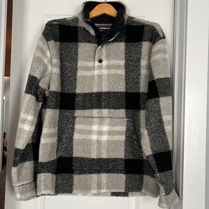 Express Pullover, gray, white and black plaid